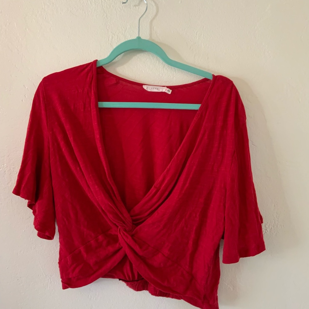 Red twisted crop top